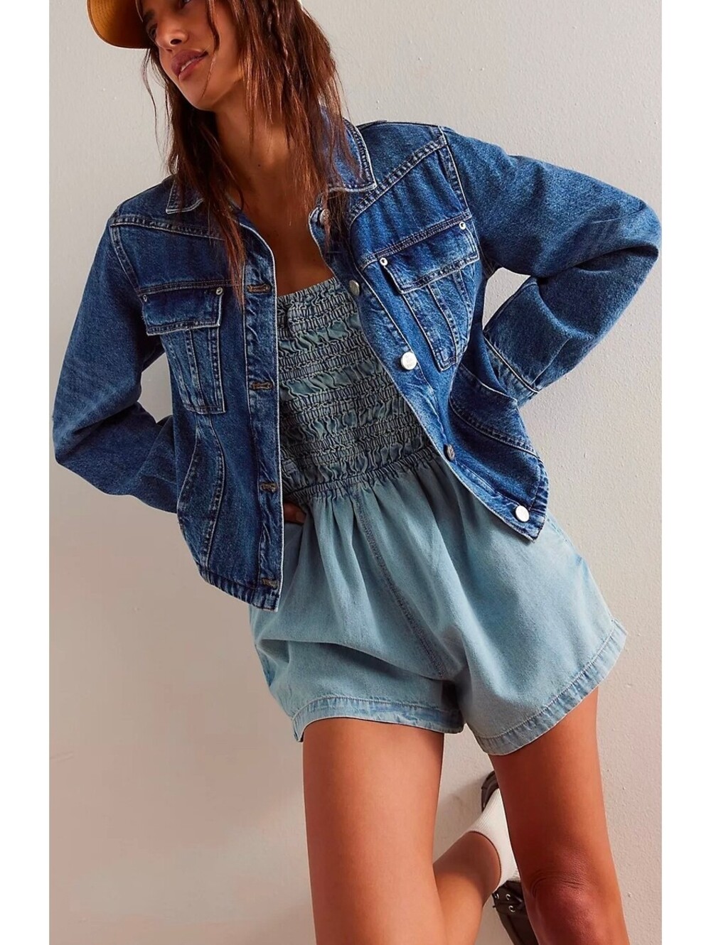 We the Free Talia Denim Romper